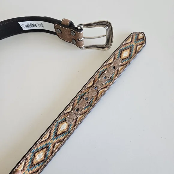 NEW Ariat | Southwest Diamond Inlay Leather Belt Western Womens Large - Picture 3 of 7